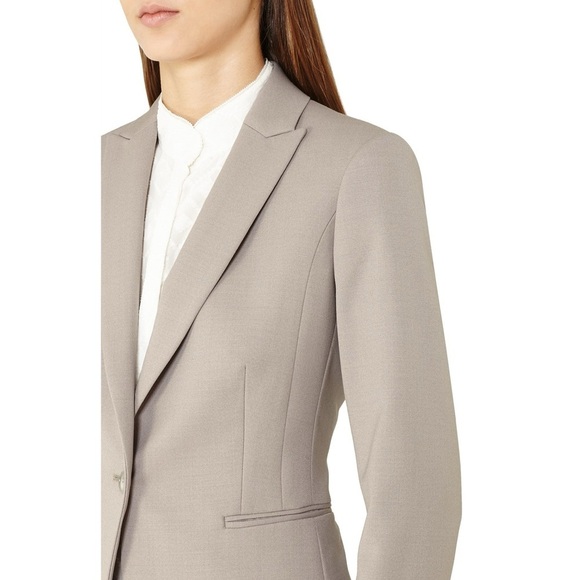 REISS Truman Tailored Blazer in Light Grey Beige Sz 2 - Picture 4 of 15